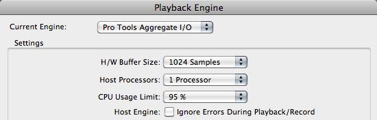 Pro Tools Aggregate I/O Select another engine
