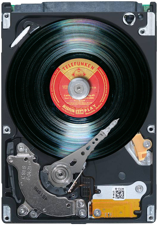 Image: Hard disk drive with vinyl platter