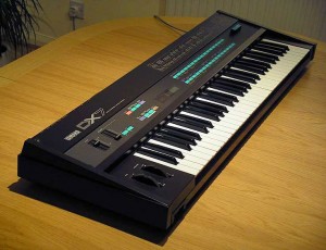 Yamaha DX7 keyboard on table