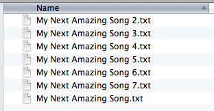 screen grab of unsorted files in OS X